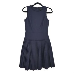 J. Crew Navy Sleeveless Pleated Dress